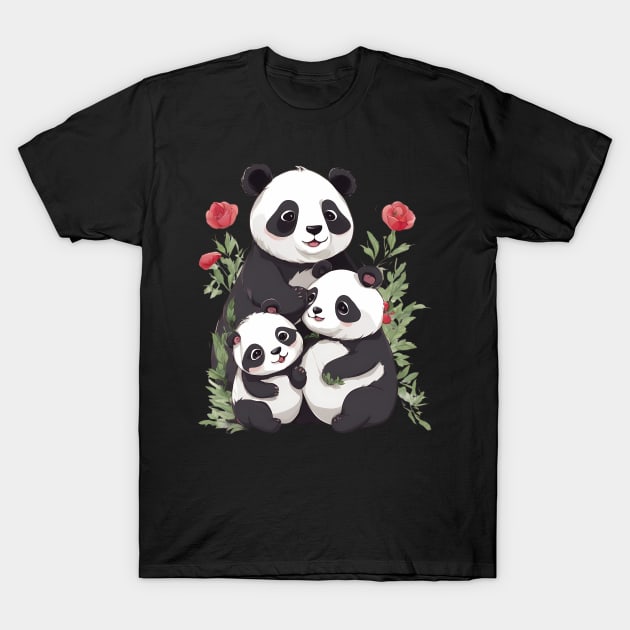 Panda Mum & Cubs T-Shirt by animegirlnft